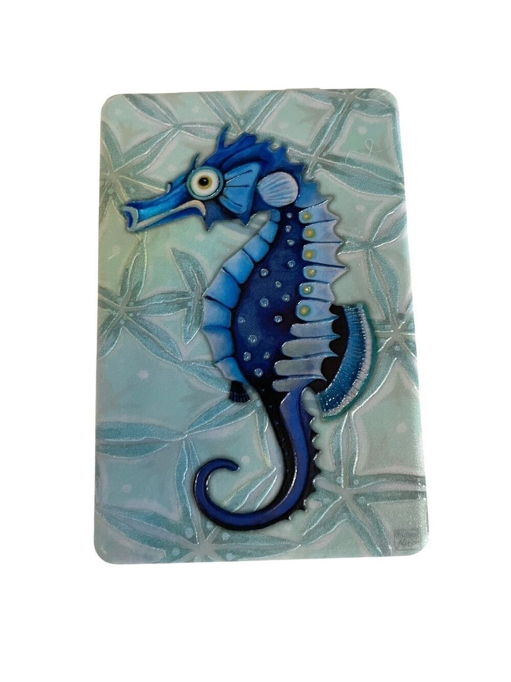 Seahorse Blue Green Beach Mirror Compact, Great for Purse, Beach Bag.
